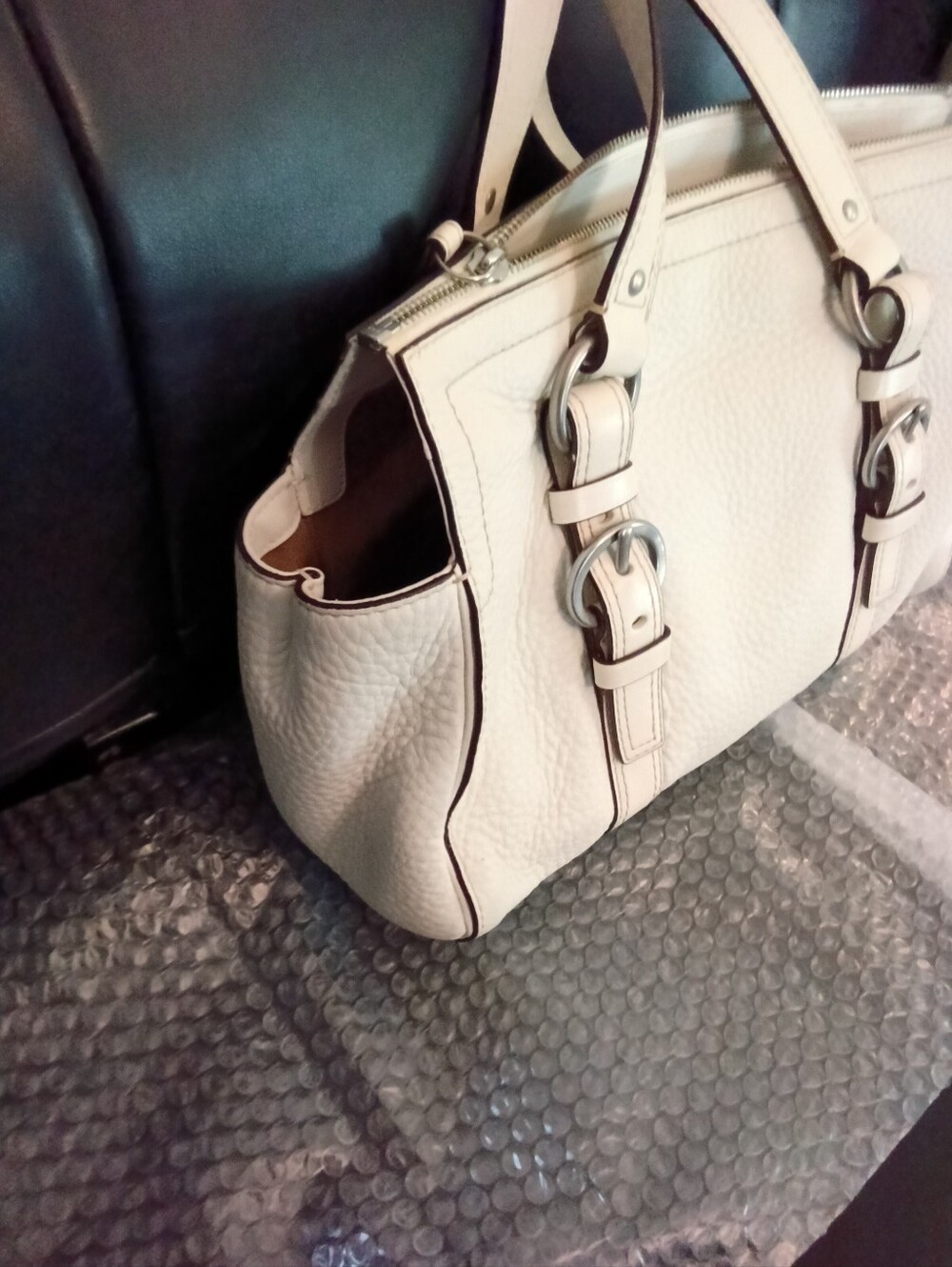 Coach Chelsea Y2K Off White Leather Shoulder Satchel Bag CREED: M0779-F10887 - Picture 4 of 16